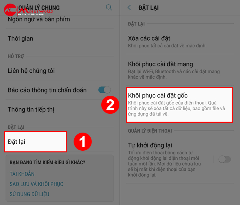  Kh&ocirc;i phục c&agrave;i đặt gốc 