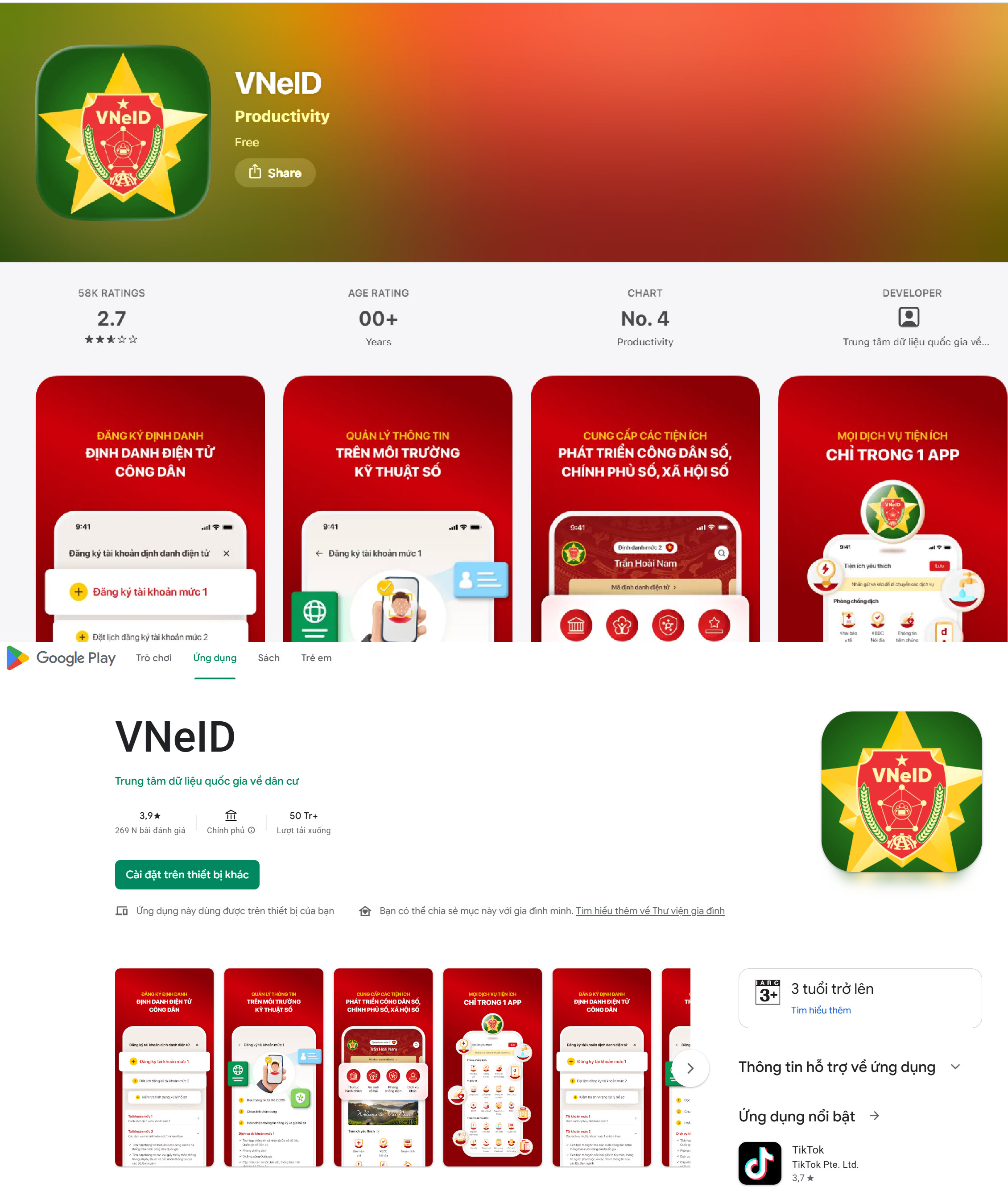 Tải ứng dụng VNeID bản mới nhất trên App Store hoặc Google Play