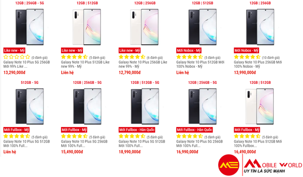 Tổng hợp phi&ecirc;n bản v&agrave; dung lượng Note 10 Plus