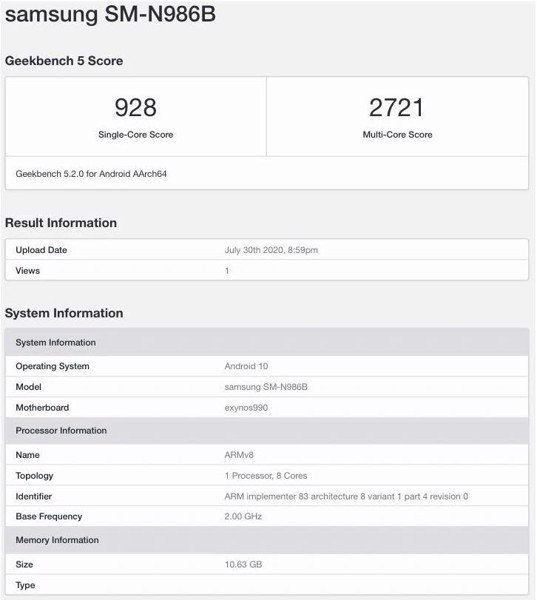 Chip Exynos 990 của Note 20 sẽ mạnh ngang Snapdragon 865?