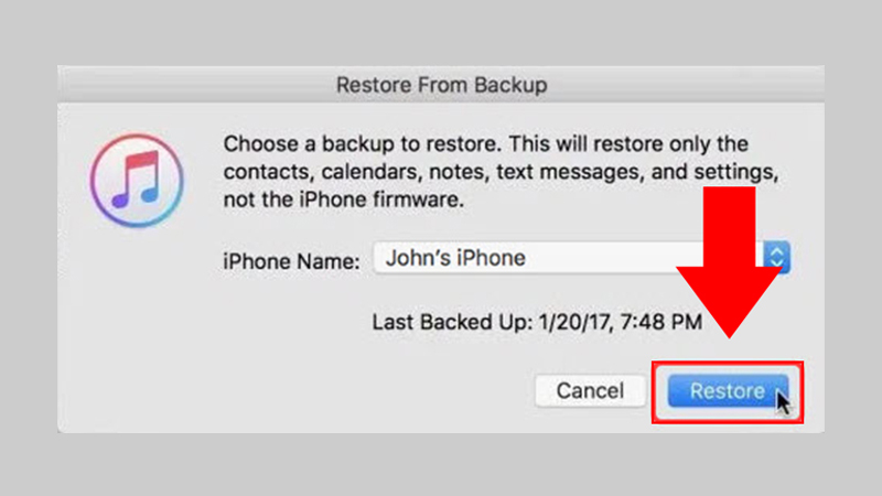Nhấn Restore