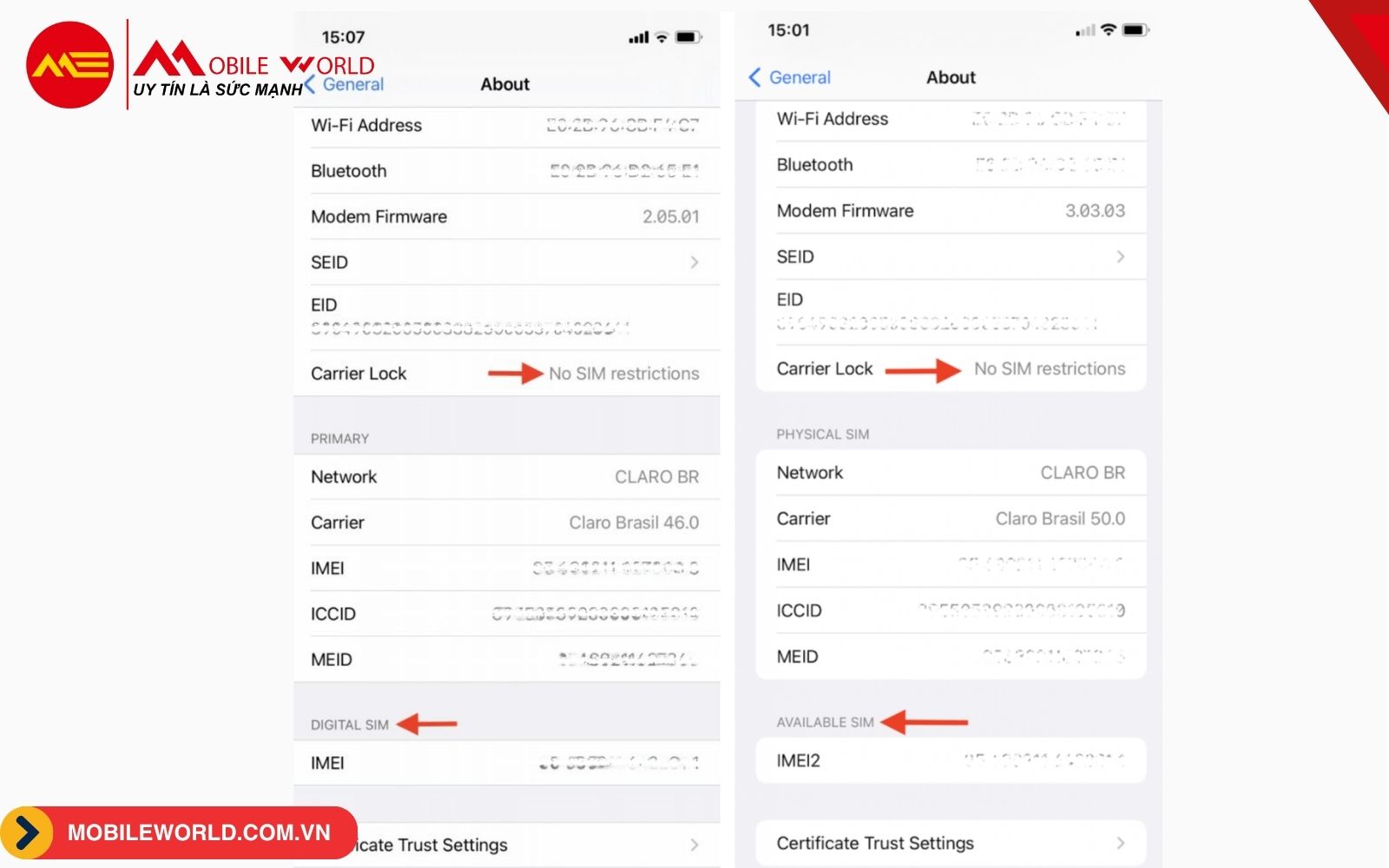 C&aacute;ch check xem điện thoại c&oacute; hỗ trợ eSim