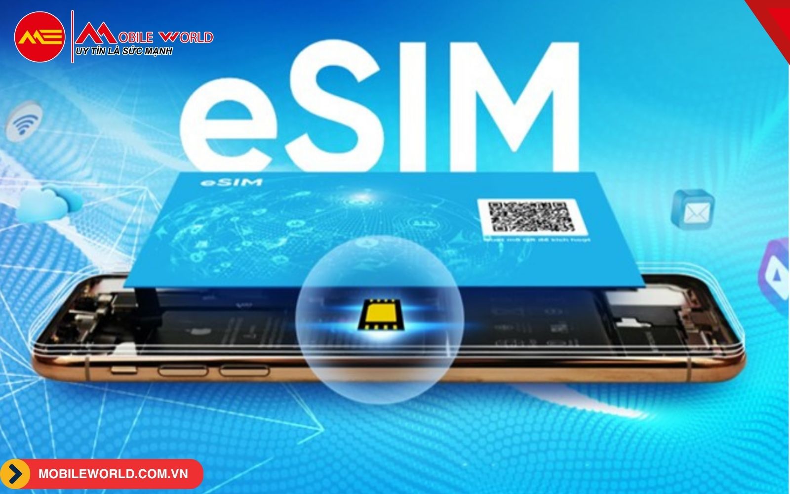eSIM (Embedded SIM) l&agrave; SIM kỹ thuật số t&iacute;ch hợp sẵn trong iPhone