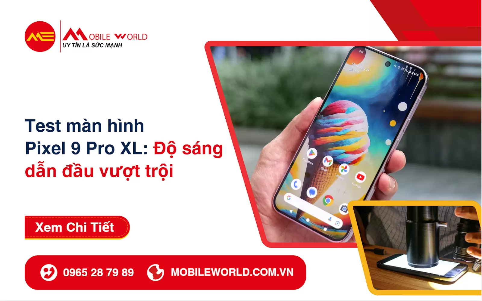 Test màn hình Pixel 9 Pro XL: Độ sáng dẫn đầu vượt trội