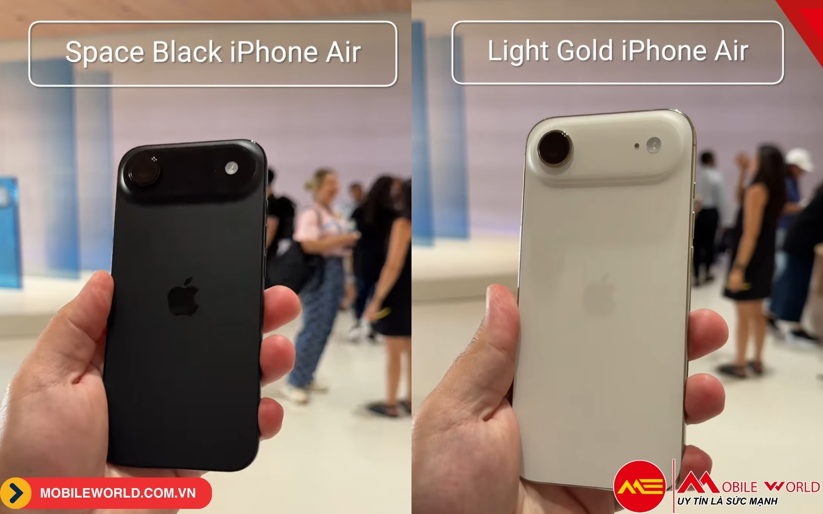 M&agrave;u Space Black v&agrave; Light Gold mang lại vẻ sang trọng tr&ecirc;n iPhone Air