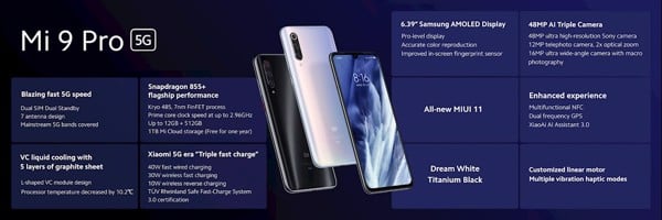 XIAOMI MI 9 PRO 5G RA MẮT: SNAPDRAGON 855+, RAM 12 GB, SẠC KHÔNG DÂY 30W
