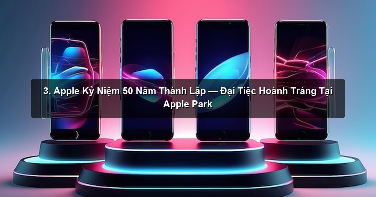 3. Apple Kỷ Niệm 50 Năm Thành Lập — Đại Tiệc Hoành Tráng Tại Apple Park 3. Apple Kỷ Niệm 50 Năm Thành Lập — Đại Tiệc Hoành Tráng Tại Apple Park